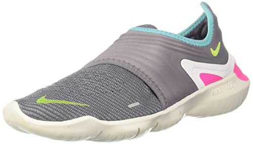 Nike Wmns Free RN Flyknit 3.0, Zapatillas de Atletismo Mujer, Multicolor (Gunsmoke/Volt/Aurora Green 000), 37.5 EU