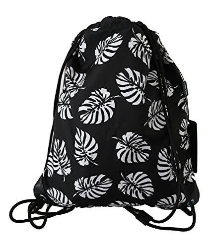 Dolce & Gabbana Black Palm Leaves Adjustable Drawstring Nap Sack Bag