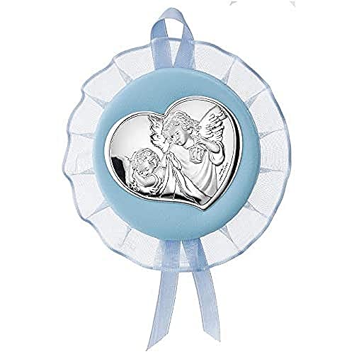 Valenti&Co - Medallón con diseño de ángeles de plata perfecta como regalo de nacimiento o bautizo para colgar en la cuna, en el cochecito o en la habitación del bebé