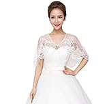 Toruiwa Bolero Chaleco de encaje para mujer, vestido de boda, vestido de noche, blanco, 38*40*40cm