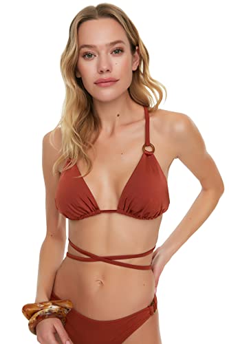 Trendyol Parte Superior de Bikini Detallada Top, marrón, 36 para Mujer