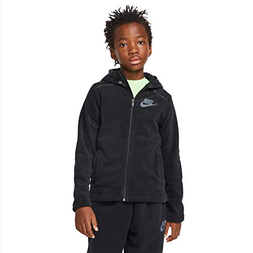 NIKE NSW Hoodie Full Zip Winterized Camiseta, Negro (Black/Black), (Talla del Fabricante: Large) para Niños