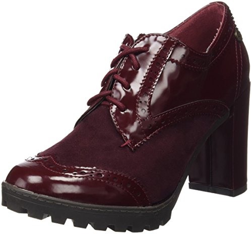 XTI Botin Sra C. Combinado, Zapatos de Cordones Oxford Mujer, Rojo (Burdeos), 40