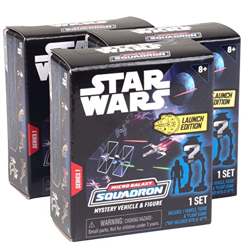 Star Wars Micro Galaxy Squadron Speeder - Juego de 3 cajas misteriosas, serie 1, recibe 3 de 5 mini vehículos y figuras coleccionables surtidos, gran regalo para niños y adultos, a partir de 8 años