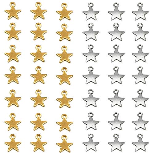 Aweisile 100 Piezas Star Charms Pendants Dijes Estrellas Charms Estrella patrón de la Hacia Las Estrellas Para hacer brazaletes de bricolaje