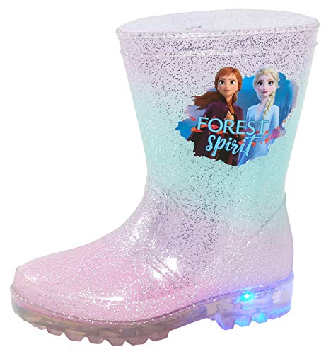 Disney Frozen 2 Niñas Iluminan Wellington Botas Elsa Anna Luces intermitentes Nieve Lluvia Botas de agua, Blue, 23 EU