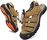 Sandalias de Senderismo para Hombres Verano Exterior Deportivas Zapatos Trekking Casual Zapatos de Montaña Cuero Sandalias de Playa Antideslizante Verano,Amarillo,46