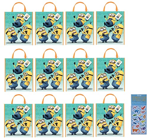 Unique El paquete de suministros para fiesta de cumpleaños de Mi villano favorito incluye 12 bolsas de plástico y 8 hojas de calcomanías de dinosaurio