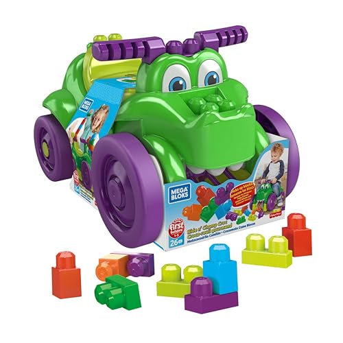 Mega Bloks Cocodrilo monta y zampa, juguete bloques de construcción para niños +1 año (Mattel GFG22)