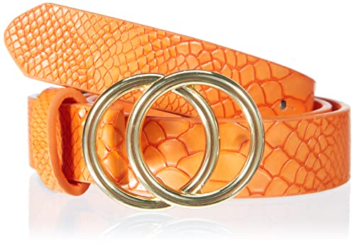 Only Onlrasmi PU Snake-Cinturón para Vaqueros, Naranja persimmón. Detalles: Hebilla Dorada, 90 cm para Mujer