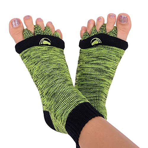 Calcetines de alineación de pies con separadores de dedos de My Happy Feet | para hombres o mujeres | verde (grande)