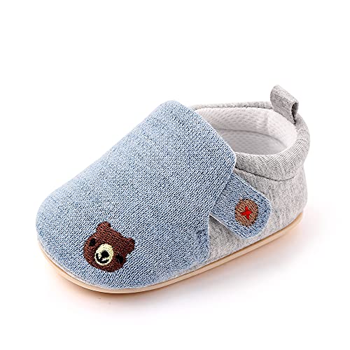 Cheerful Mario Primeros Pasos Zapatos para Bebé Niñas Niños Zapatillas de Estar por casa Suela Blanda Respirable Pantuflas Infantiles Azul 12-18 Meses