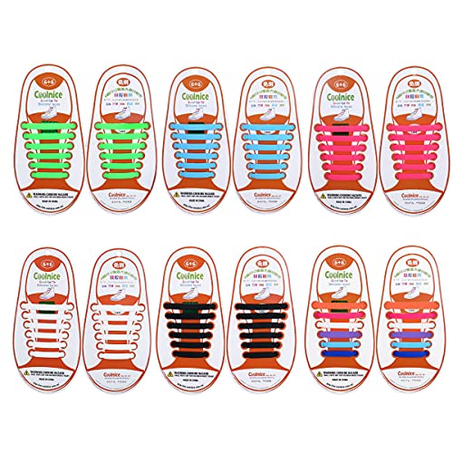 Yuccer Cordones Zapatillas Elasticos, Paquete de 6 Cordones de Goma de los Niños de Silicona Resistente al Agua (6 Colores)