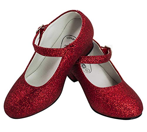 Gojoy shop- Zapato con Tacón de Danza Baile Flamenco o Sevillanas para Niña y Mujer,Contiene : Zapato con Tacón y Mochila de Cuerdas. 13 Colores Disponibles (P-Rojo, 40)