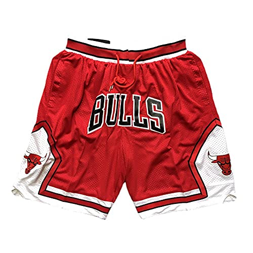 HANJIAJKL Retro Pantalones Cortos de Baloncesto,Chicago Bulls Shorts Baloncesto Uniformes para Fan,Rojo,M