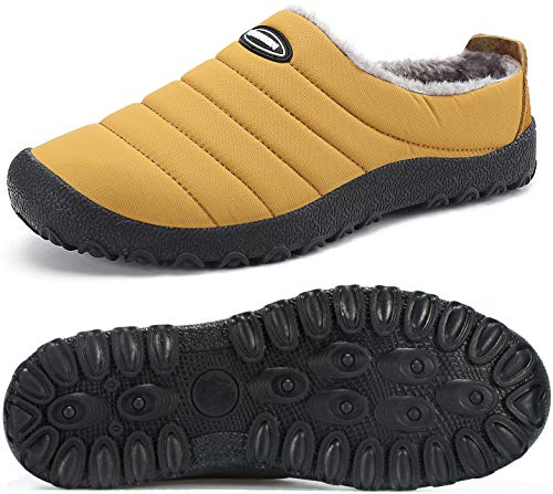 Mishansha Zapatillas de Estar por Casa Mujer Hombre Zapatos de Casa Invierno con Forro de Piel - Cálidas y Cómodas - con Suela Antideslizante para Exterior e Interior, Amarillo 40