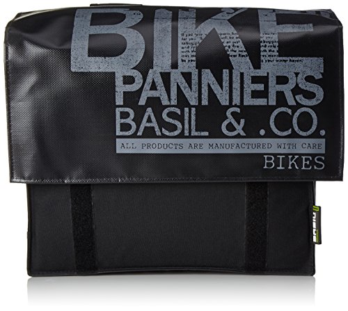 Basil - Bolso Lateral Doble para Bicicletas, 39 x 18 x 33 cm, Color Negro