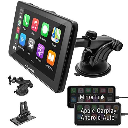 CARPURIDE Carplay Radio, Radio Coche con CarPlay y Android Auto, 7 Pulgadas HD Pantalla Tactil Radio Reproductor, Bluetooth 5.0/GPS Navegador/FM/USB/Mirror Link/Siri/Google