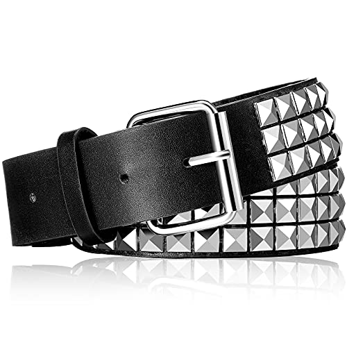 Cinturón con tachuelas de metal punk rock remache cinturón de cuero punk, cinturón gótico tachonado con tachuelas de pirámide para mujeres y hombres ()