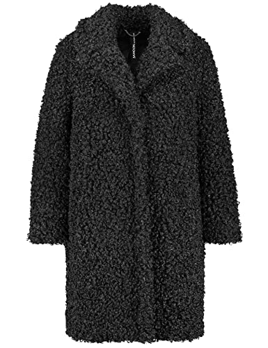 Samoon Abrigo de mujer de piel sintética suave y recto, chaqueta de invierno, chaqueta de entretiempo, Negro , 52