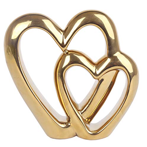 Carousel Home and Gifts - Adorno decorativo de metal con doble corazón dorado