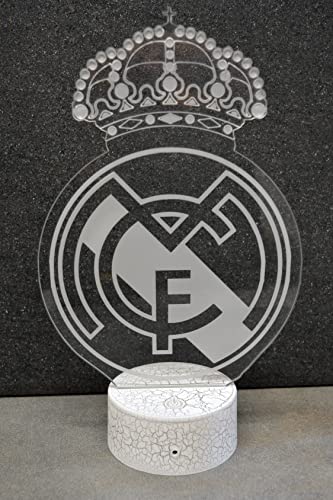 3D LAMPARAS Oficial Escudo del Real Madrid CF Lámpara Original Accesorios de 2019-2020 y Mejor Regalo para Bebe niño Kids Hombre Mujer Mejor Decoracion