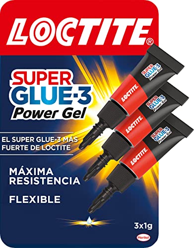 Loctite Super Glue-3 Power Gel Mini Trio, gel adhesivo flexible y resistente, pegamento instantáneo para superficies verticales, pegamento transparente extrafuerte, 3x1g