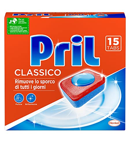 Pril Classico Tabs - Limpiador desincrustante para lavadora con bicarbonato, 15 pastillas