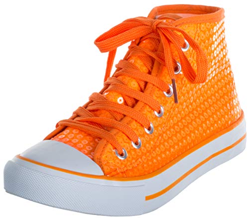 Brandsseller - Zapatillas deportivas para mujer con lentejuelas, altura media, color Naranja, talla 38 EU