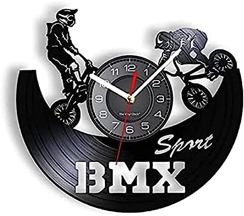 Reloj de Pared, Relojes de Pared de Cuarzo Modernos Reloj de Pared con Disco de Vinilo Deportivo Ciclismo Relojes Profesionales para niños Decoración de la habitación Freestyle Biking Rider Gift
