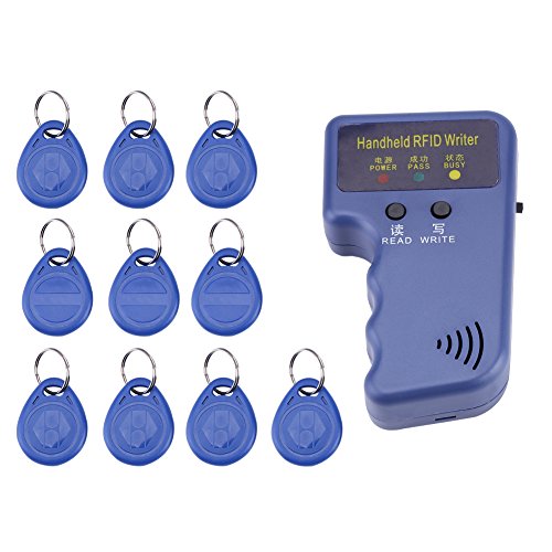 Escritor/Copiadora/Lector/Duplicador RFID, Dispositivo Portátil de Mano de 125 KHz con Etiquetas de Identificación de 10 Unidades en Azul