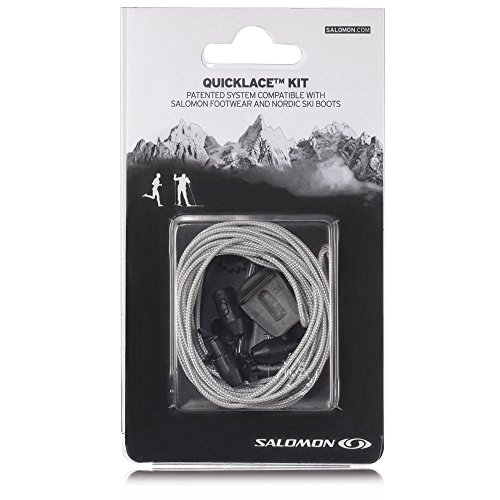 Salomon Quicklace Kit Cordones Negros para Zapatillas, Compatible con Zapatos y Botas de esquí Salomon, Resistentes y Fácil de Usar, Grey