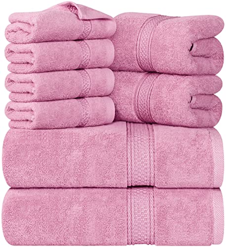 Utopia Towels - Juego de Toallas; 2 Toallas de baño, 2 Toallas de Mano y 4 toallitas - 100% Algodón (Rosa)