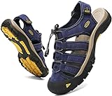 Sandalias de Senderismo para Hombres Verano Exterior Deportivas Zapatos Trekking Casual Zapatos de Montaña Cuero Sandalias de Playa Antideslizante Verano,Azul,42