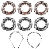 6 cepillos redondos elásticos con 2 bandas onduladas, cepillo redondo de plástico elástico, antiroturas, duradero, diadema en zigzag para mujeres, niñas (negro, marrón)