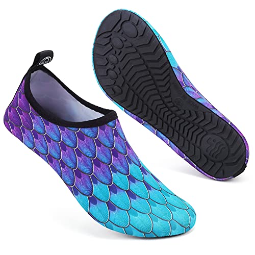 Escarpines Deportes Acuáticos para Hombre Mujer Zapatos de Agua Calzado de Playa Surf Swim(Sirena Morado,40/41 EU)