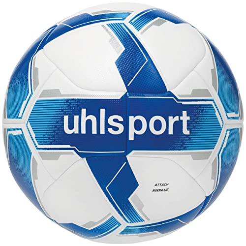 uhlsport Attack ADDGLUE Balón de fútbol de entrenamiento - con la nueva tecnología ADDGLUE - Blanco/Real/Azul - para jóvenes y activos - FIFA Basic