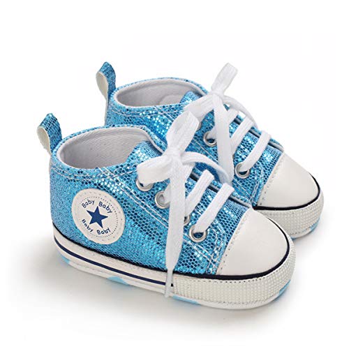 DEBAIJIA Bebé Primeros Pasos Zapatos 0-6M Niños Suave Suela Antideslizante Ligero Slip-on Zapatillas 17 EU Azul (Tamaño Etiqueta-1)