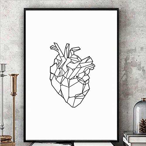 None brand Corazón geométrico Arte impresión del Cartel Arte de la Pared Medicina anatomía corazón Lienzo Pintura Imagen de la Pared para la Pared decoración anatómica-40x60cm Rollo de Lona