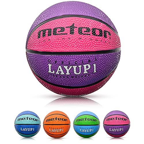 meteor Balón Baloncesto Talla 1 Pelota Basketball Bebe Ball Infantil Niño Balon Basquet - Baloncesto Ideal para los niños y jouvenes para Entrenar y Jugar - Tamaño 1 Layup (#1, Rosa)