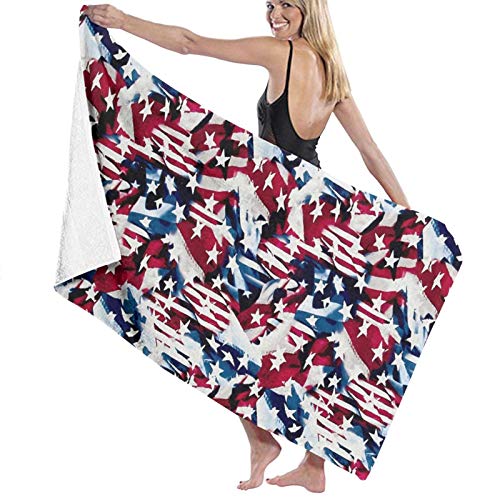 Sdjj Toalla de baño de tela de la bandera de EE. UU. para adultos y niños, de gran tamaño, color blanco