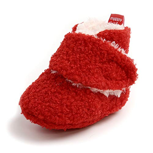 MK MATT KEELY Zapatos Bebe Niña Niño Invierno Botas de calcetín de Recién Nacido Casa con Suela Blanda,Rojo Estilo 2,0-6 Meses