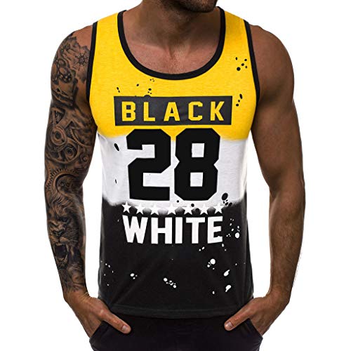 WAZZAP Hombre Camiseta de Tirantes Deportiva Músculo Fitness Gimnasio Impresión Tank Top Sin Mangas T-Shirt
