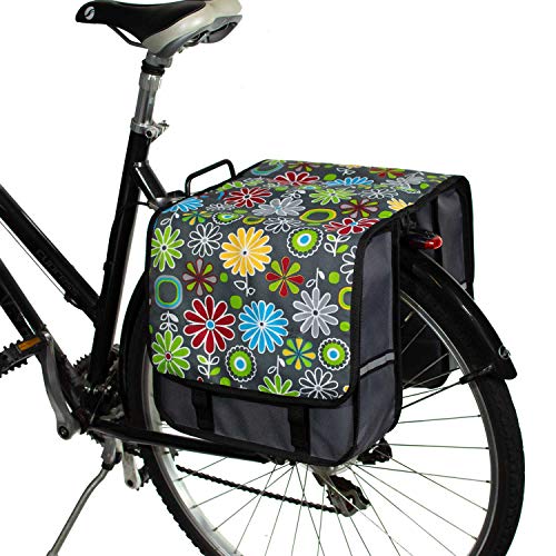 BikyBag Cl?Sica L - Doble Alforjas Bolsa para Bicicleta Mujer - Hombre (Margarita Gris)