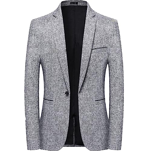Shiyiwen Americanas clásicas simples para hombre, abrigos casuales estrechos, bonitas chaquetas de negocios, trajes, blazer para hombre, ropa de abrigo, gris claro, XL