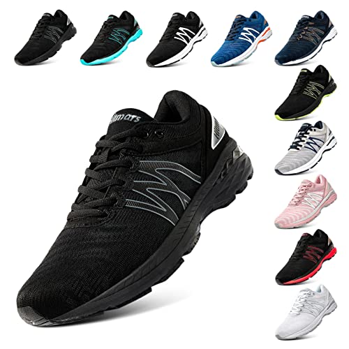 Zapatillas de Running Hombre Mujer Ligeras Zapatos Deportivos Correr Deporte Gimnasio Caminar Casual Antideslizantes Transpirables Running Sneakers Negro 42 EU