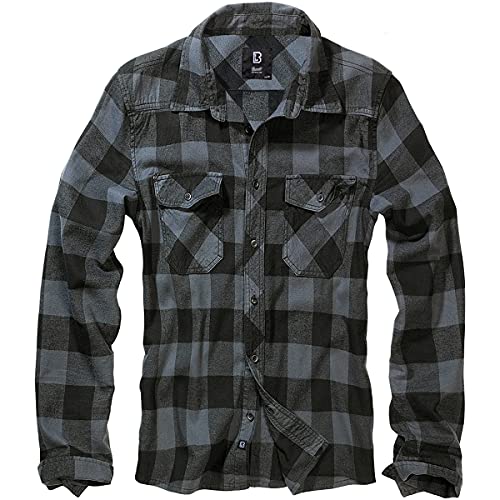 Brandit Checkshirt Camisa, Black/Lead, XL para Hombre