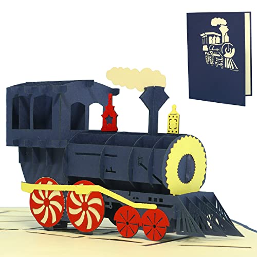 Tarjeta de cumpleaños, tarjeta de felicitación, tarjeta de felicitación, tren, vales de viaje, locomotora de vapor (tarjetas grandes 15 x 20 cm) (Nr.228)