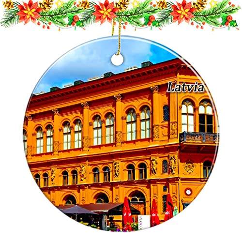 Letonia Riga Antigua Bolsa de Valores Adornos de Navidad Ciudad Recuerdos Decoraciones de árbol de Navidad Colgante Colgante Regalo de Boda Cerámica
