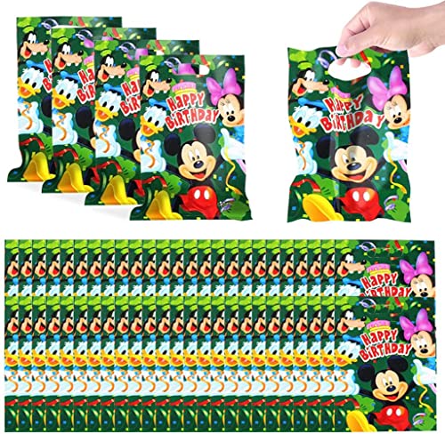 Bolsas de Dulces Mickey Mouse, 50 Piezas se Puede Reutilizar Bolsa de Fiesta Regalo Bolsas de Plástico Bolsas para Cumpleaños para Envolver Regalos, Fiestas de Cumpleaños para Niños, Fiesta Temática